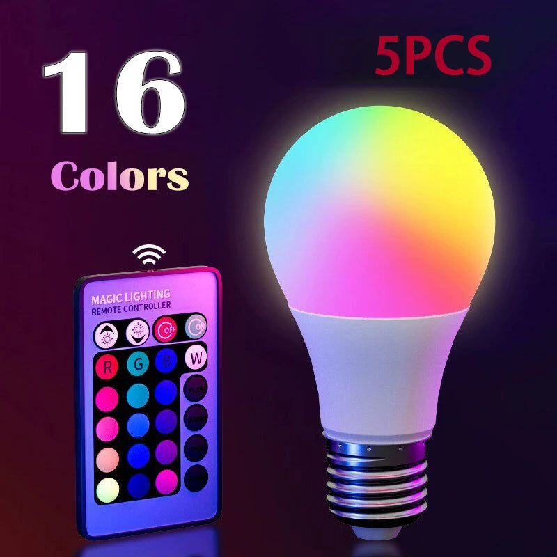 Lâmpada LED RGB multicolorida com 16 cores