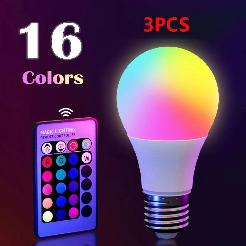 Lâmpada LED RGB multicolorida com 16 cores