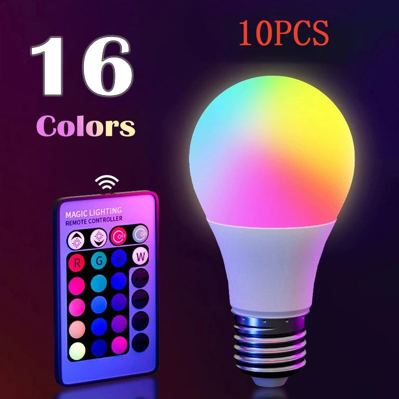 Lâmpada LED RGB multicolorida com 16 cores