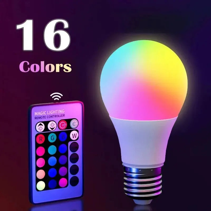 Lâmpada LED RGB multicolorida com 16 cores